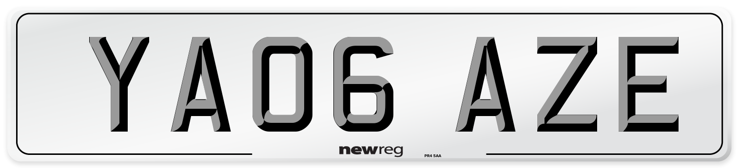 YA06 AZE Number Plate from New Reg